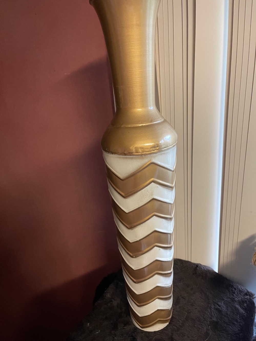 Gold and White Decorative Floor Vase - Home Accents